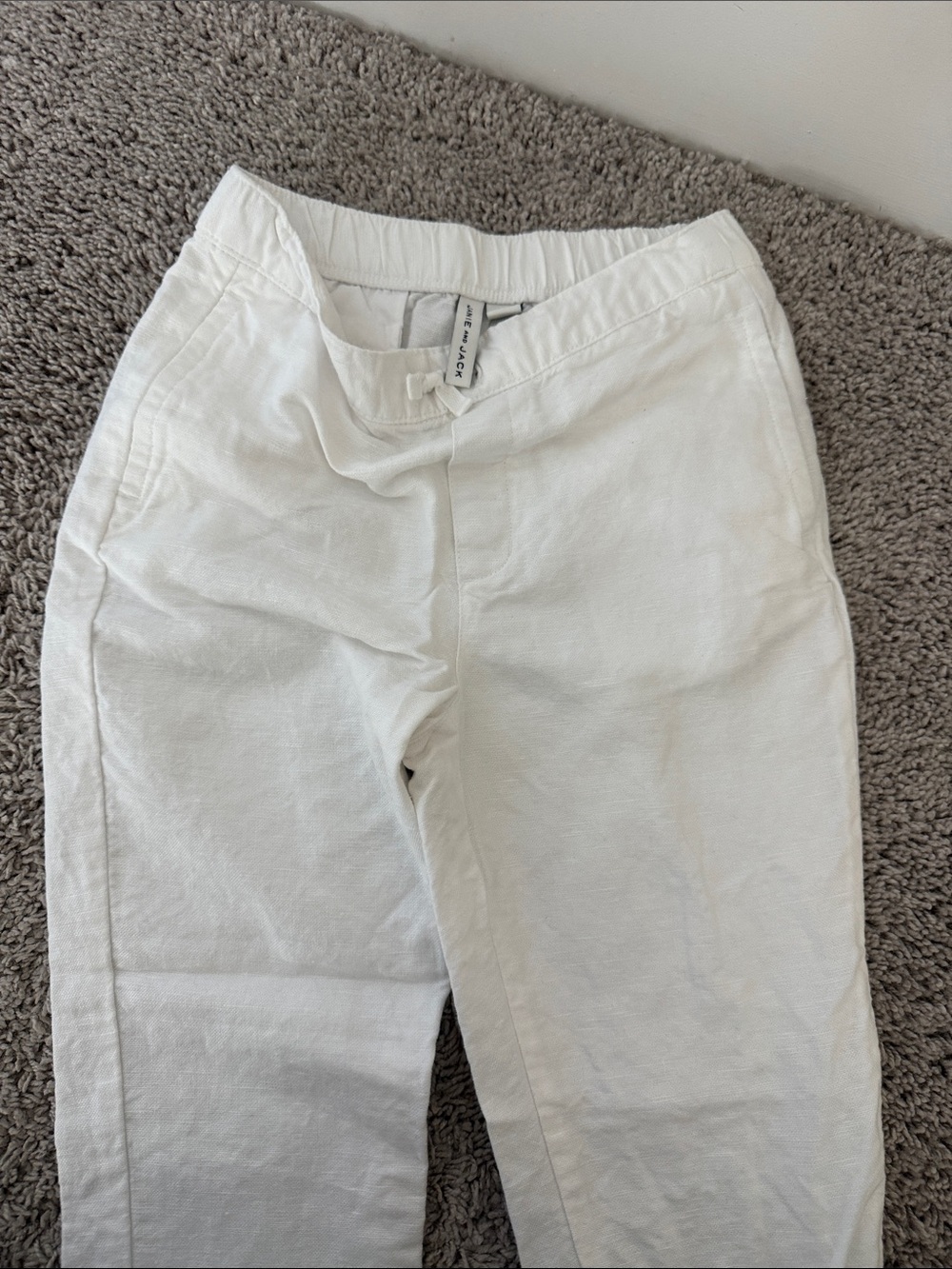 Janie and Jack White Elastic Waist Casual Chinos